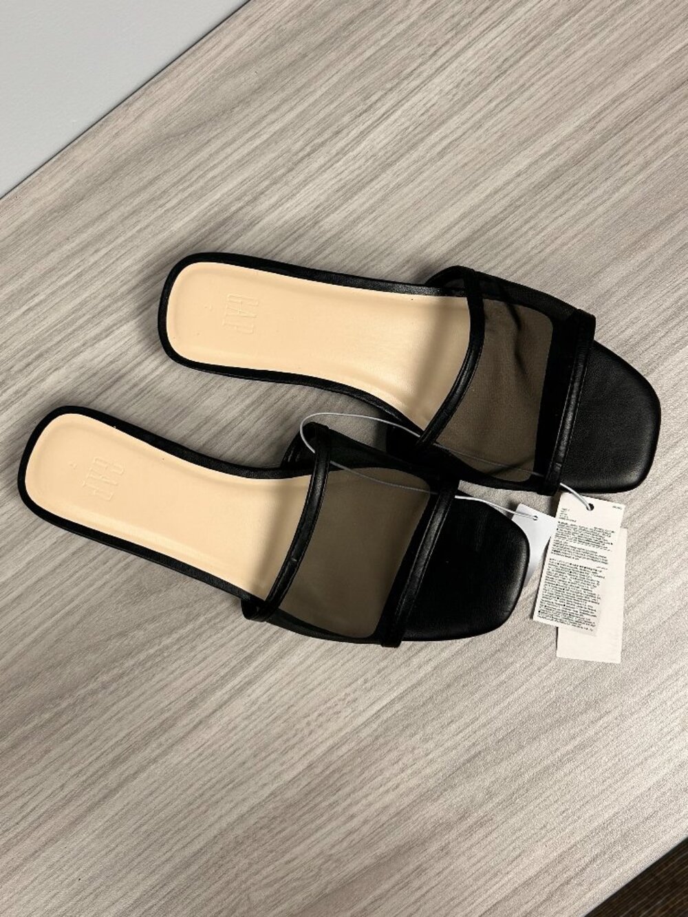 GAP Black Mesh Slides Size 7 NWT